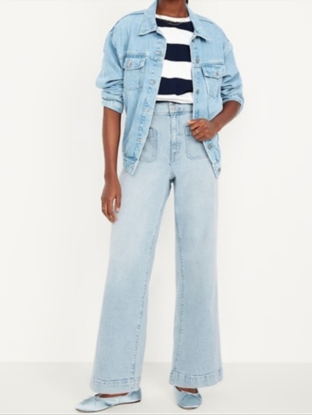 Old Navy Extra High Rise Sky-Hi Wide-Leg Light Blue Wash Size 4